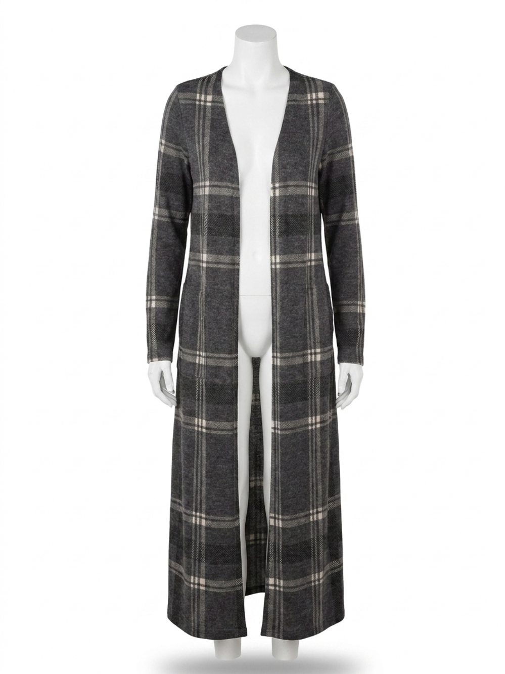 NEW HONEYME plaid duster in charcoal